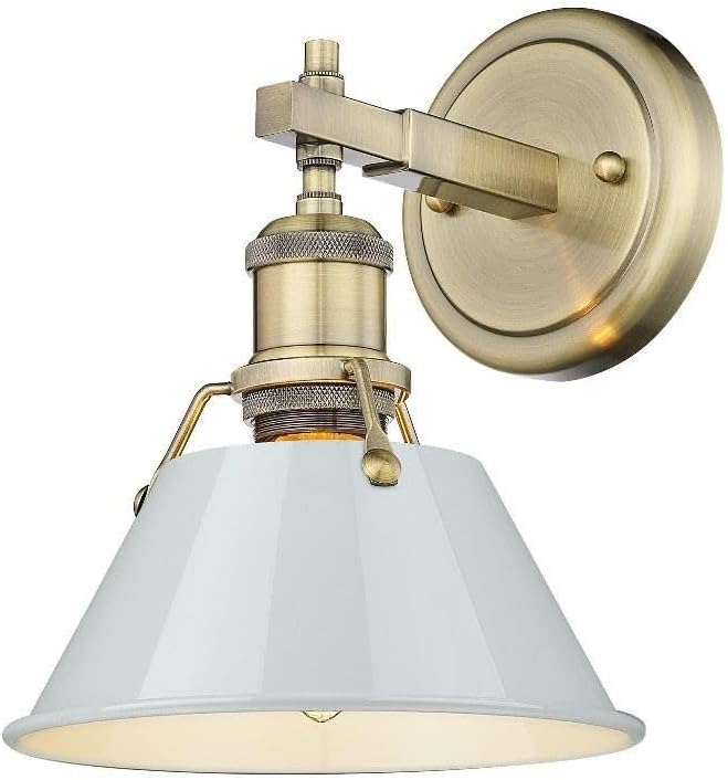 Golden Lighting 3306-BA1 AB-DB Orwell - 1 Light Bath Vanity-9.88 Inches Tall and 7.5 Inches Wide, Finish Color: Aged Brass, Shade Color: Dusky Blue