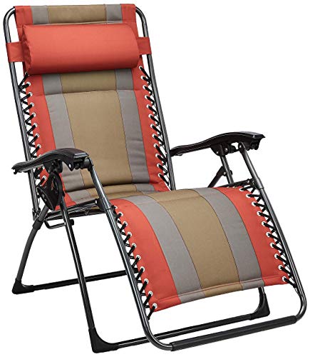 Amazon Basics Outdoor Padded Adjustable Zero Gravity Folding Reclining Lounge Chair With Pillow - Red #TOP3