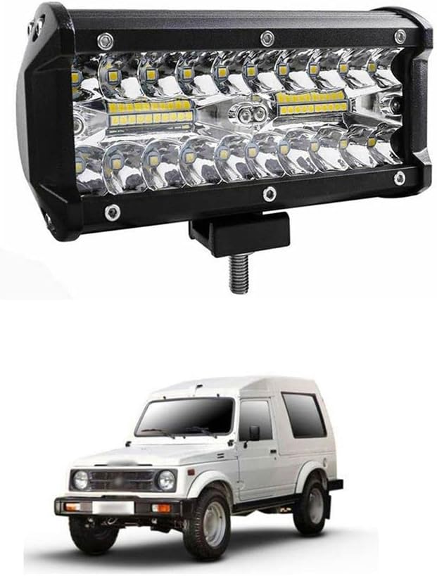 PRIKNIK 120 Watts Die-cast Aluminium LED bar Fog Light Compatible with M-aruti S-wift D-zire (White, UniV-ersal Fitting Bikes and Cars)