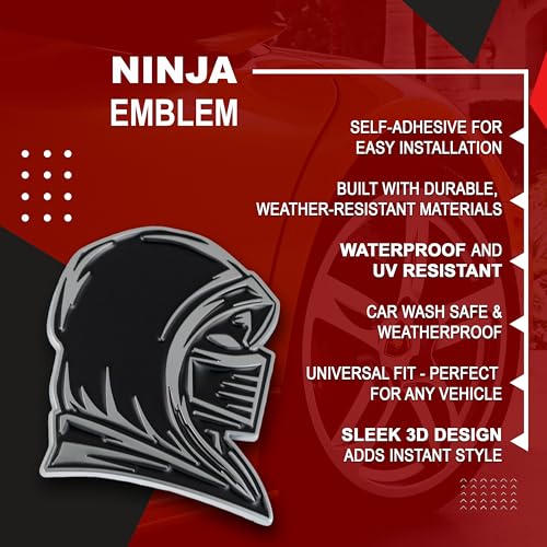Image of Ninja Emblem, Custom 3D Car Badge - Universal Exterior Accessories for Car, Truck, SUV, Motorcycle (Set of 2) (Chrome)