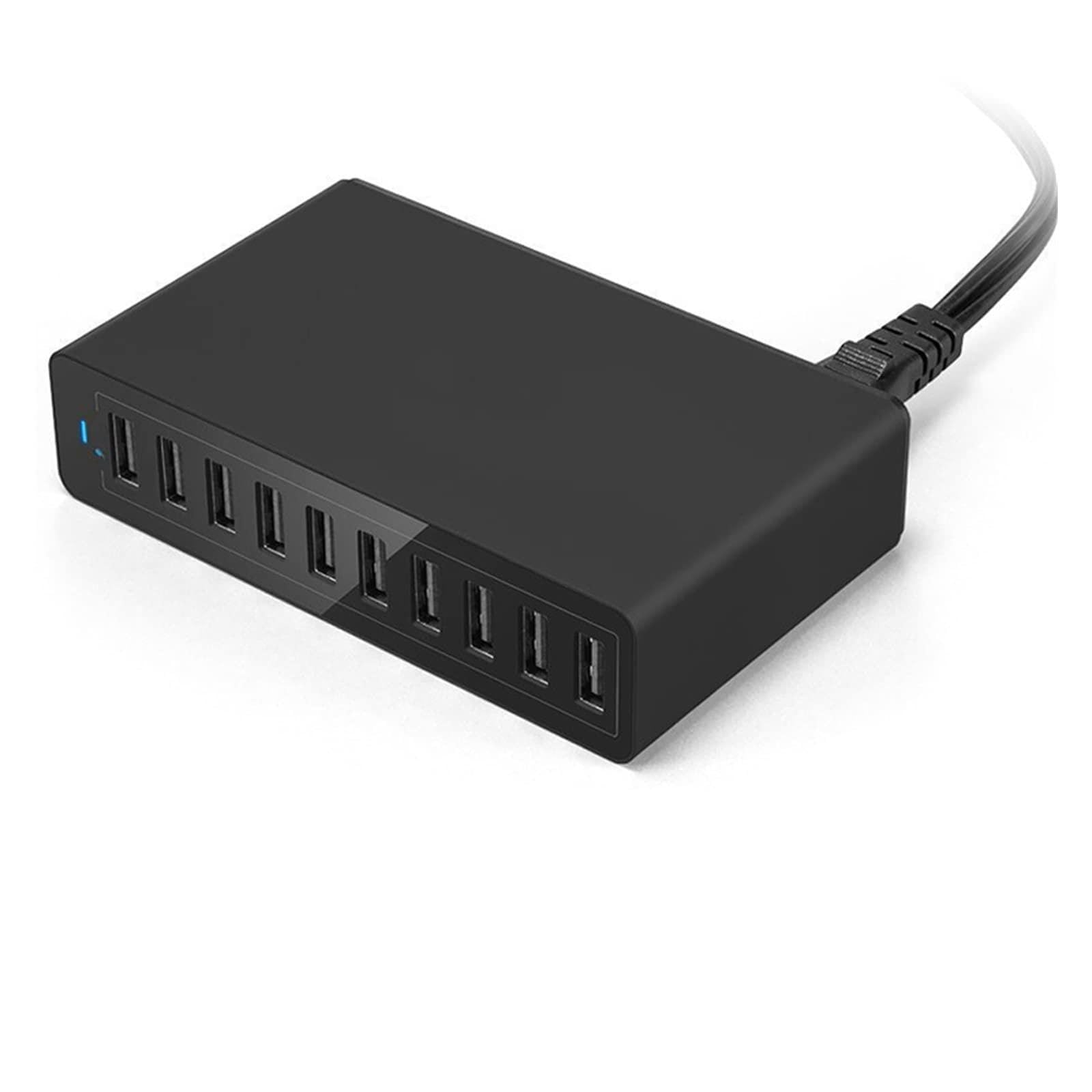 Stacja ładowania, Ładowarka 50W Multi USB 10 Portów Stacja ładująca Urządzenie wieloportowe Szybkie ładowanie 5V 10A Kompatybilne z telefonem, tabletem i telefonem komórkowym(10 USB Charger black)