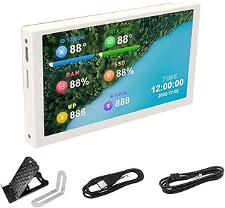 Hudefy 5 Inch Computer Small Secondary Screen USB Chassis Secondary Screen Secondary Screen IPS HD Laptop Display for Freely AIDA64 White