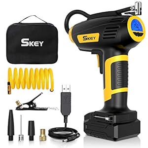 SKEY Akku Luftpumpe, 12V Elektrische Luftpump, Fenster-Tönungswerkzeug-Set mit topdc alle Kupfer Jumper Kabel, nsert ABS Black Materials Tray