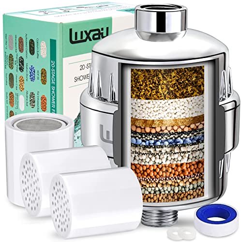 Comparison: Best Water Filter For Hard Well Water 6 20 Stage Shower Filter w/ 3 Cartridge, Shower Head Filter, Reduce Well Hard Water Chlorine Heavy Metal & Impurity, Improve Skin Hair, Fit Most Handheld Showerhead Fixed Rainfall, Chrome