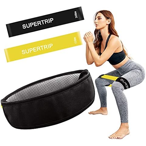 Supertrip Resistance Loop Bands with Protective Sleeves Booty Bands for Women Men 2 Pack Latex Resistance Bands and 1 Pair Non-Slip Functional Sleeves Nylon Webbing Neoprene Padding Cover