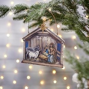 Primitives by kathy nativity ornament  urban country home decor