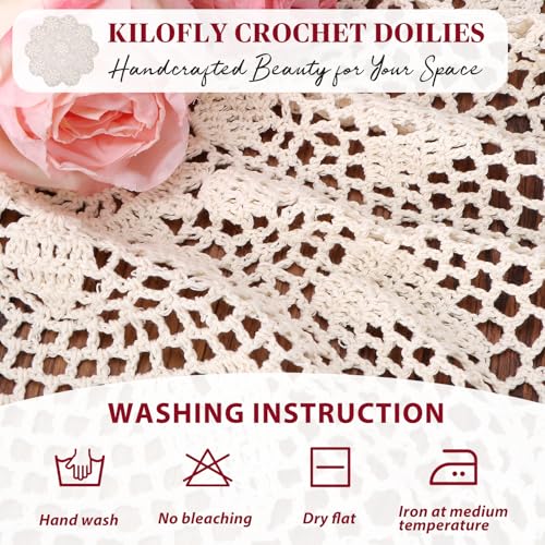 kilofly Handmade Crochet Cotton Lace Table Sofa Doily, Waterlily, Beige, 30 inch by kilofly - Image 7
