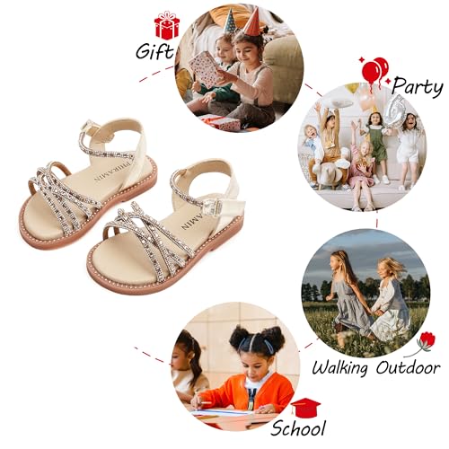 Image of PHIRAMIN Toddler Flower Girl Sandals - Girl Dress Shoes Toddler Little Kid Wedding Party