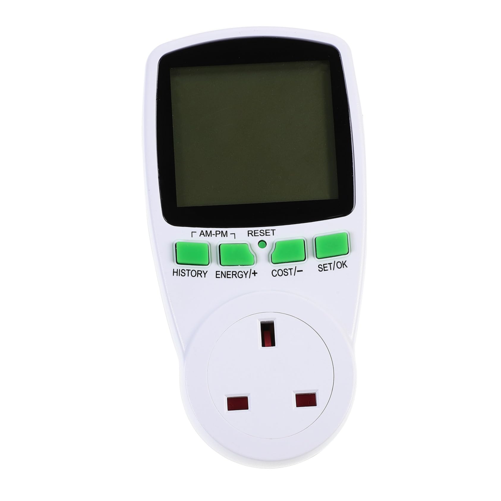 SHINEOFI Digital Power Monitor with LCD Screen for Uk Plug Socket Calculate Real-Time Wattage Voltage and Energy Consumption for Home Appliances