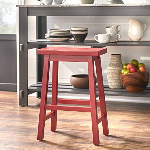 Target Marketing Systems 24-Inch Arizona Wooden Saddle Stool, Red - Thumbnail 2