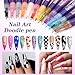 12 Colors Nail Art Pens Set, Fine Tip & Liner Brush Nail Polish Pens Quick Dry, 3D Acrylic Graffiti Dotting Pen for DIY Nail Art Design, Professional Manicure Beauty Tools (1 Set)