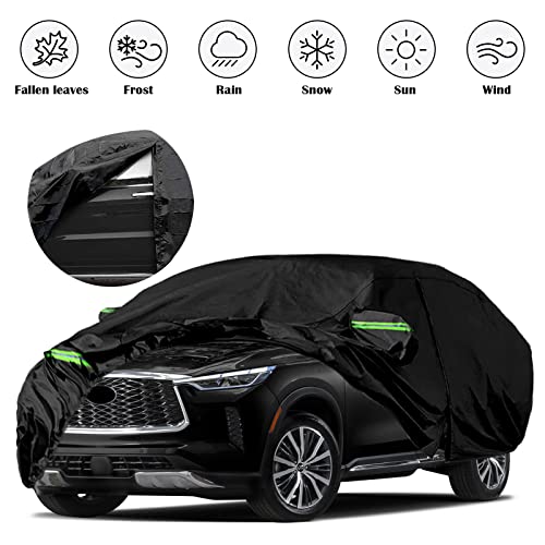 Image of Waterproof Car Covers Replace for 2013-2025 Infiniti QX60, 6 Layers All Weather Custom-fit Car Cover with Zipper Door & Windproof Bands for Snow Rain Dust Hail Protection