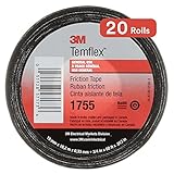 3M Electrical Markets Division Temflex Cotton Friction Tape 1755, Black, 3/4 in x 60 ft (Pack of 20)