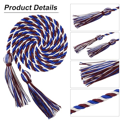 Image of GraduationMall Graduation Honor Cord 68 inch MaroonRoyalWhite
