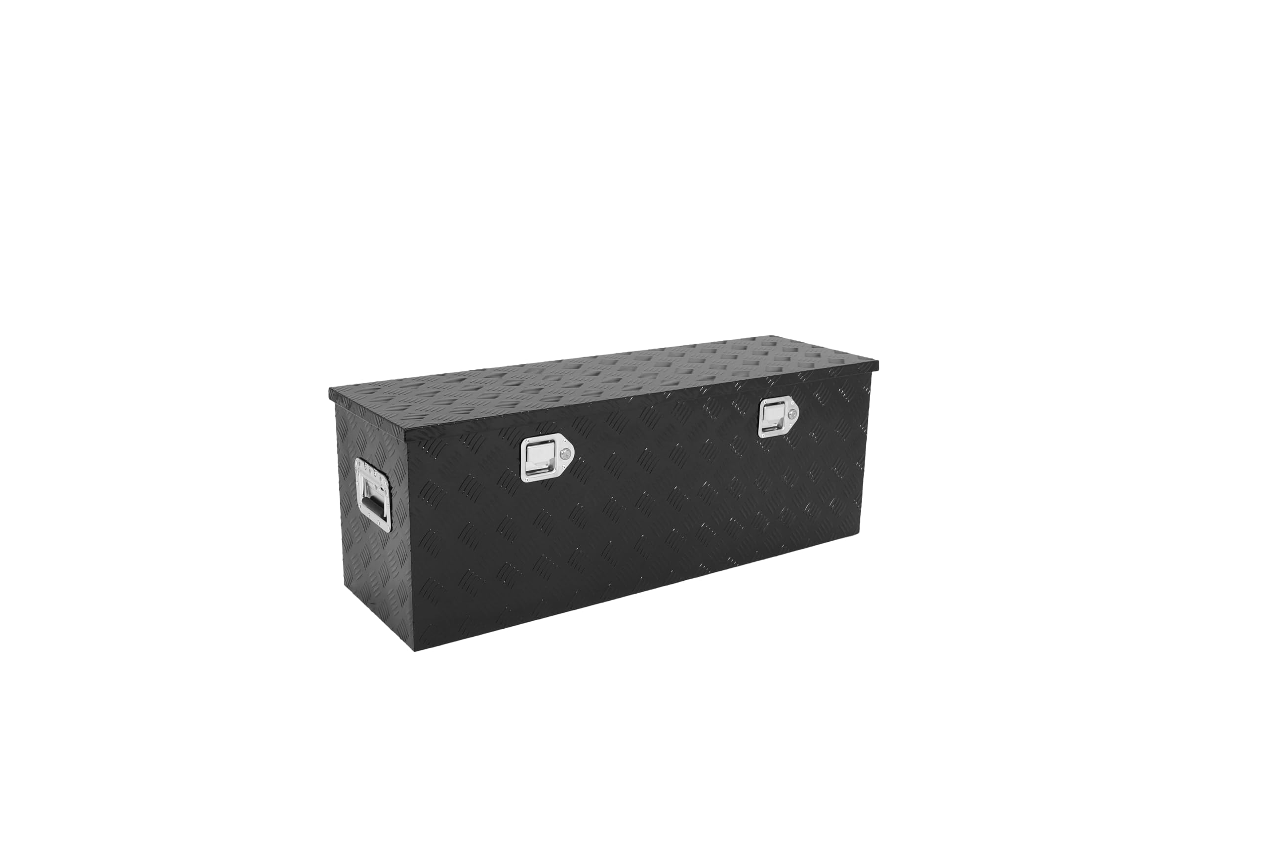 Black Aluminum-coated RV Trailer Toolbox, Waterproof Storage Box, with Side Handles and Lock Keys, Suitable for RVS, Pickup Trucks, Trailers and Trucks (Black, 44"X14"X16")