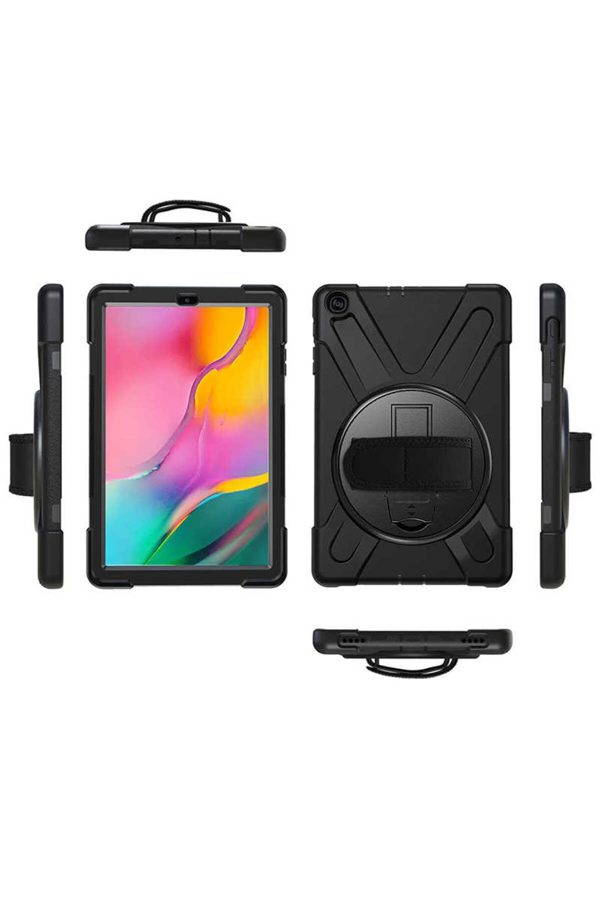 CONSTRAIN - Apple iPad Mini 1 ile Uyumlu Tank Kılıf Omuz Askılı 360 Dönen Standlı Tam Koruma Zırh Kapak