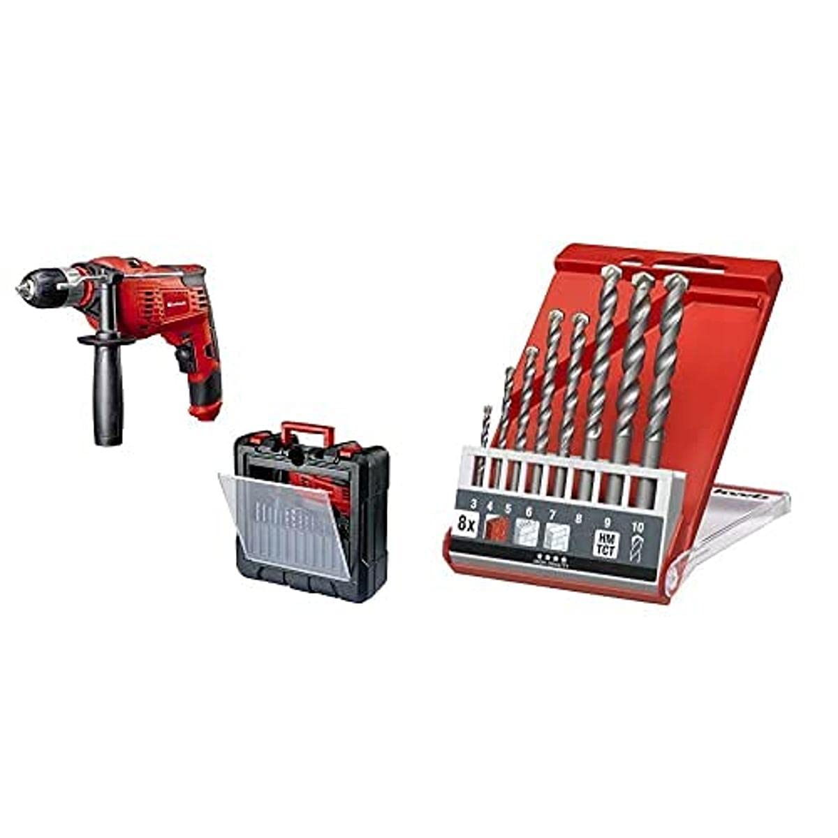 Einhell Schlagbohrmaschine TC-ID 1000 Kit (1010 W, 1 Gang, Bohrleistung Ø Holz 32 mm, Ø Metall 13 mm, Ø Beton 16 mm, 13 mm Schnellspannbohrfutter, inkl. Koffer, 8-tlg. Steinbohrer-Satz)