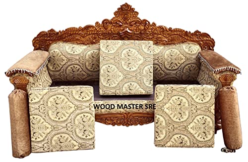 Image of Luxury Wooden Teakwwood Five Seater Sofa Set for Living Room (Honey Brown) Solid Wood Outdoor Chair 5 Seater Sofa | (5)