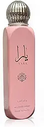 Lattafa Yara All Over Spray 150 ml – Perfume floral para mulheres | tangerina, heliotrópio, Gourmand Accord e sândalo | Fragrância de longa duração para corpo, cabelo e roupas