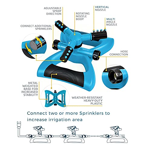 Lawn Sprinkler Garden Sprinkler - 2023 Updated, Automatic 360 Rotating Adjustable Large Area, Yard Sprinkler System, Oscillating Sprinkler Watering Sprayer Easy Hose Connection, Yard Sprinkler #TOP2