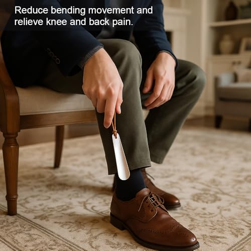 Image of Helios Shoe Horn Long Handle Steel |Shoe Horn for Men|Women|Kids|Stainless‑Steel Shoe Horn - Heavy Duty & Durable (6 inch)