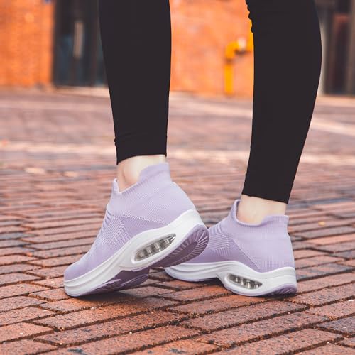 Image of DOUSSPRT Womens Walking Shoes Slip on Sock Air Cushion Sneakers | Non Slip Comfortable Fashion Casual Platform Breathable Tennis Lady Nurse Work Standing