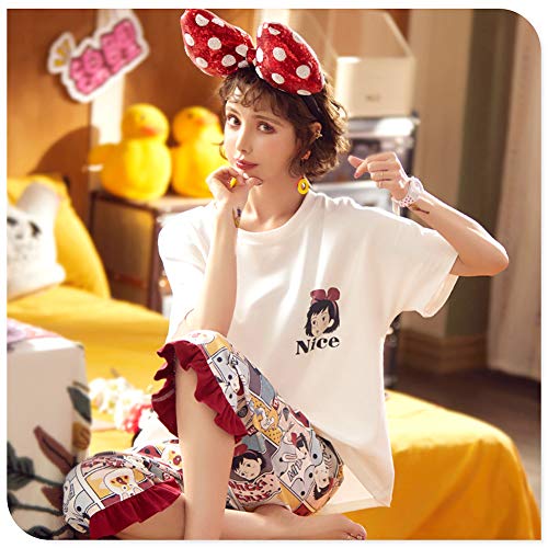 YL Pijamas para Mujer Algodón Verano Sección Delgada Pijama Sra Manga Corta...