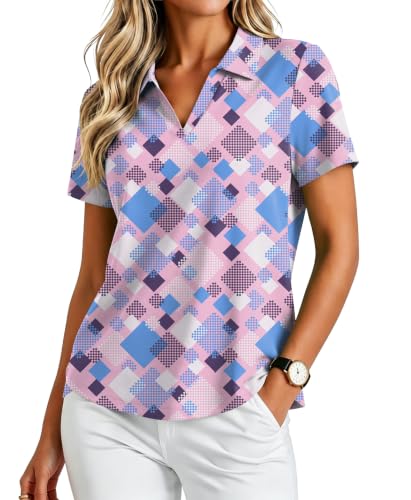 Image of PINSPARK Womens Golf Shirt Short Sleeve Polos UPF 50+ Collared Tennis Tops