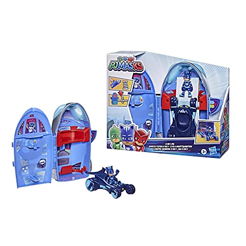 Veiculo e Figura PJ Masks QG 2 em 1 - Quartel-General e Foguete com Menino Gato e o Felinomóvel - F2