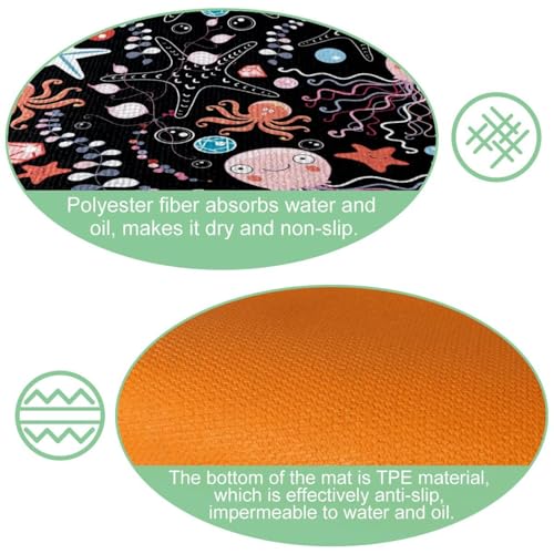 Tapis de cuisine吸水防滑2件套 乌贼海星图案走廊洗衣房地垫