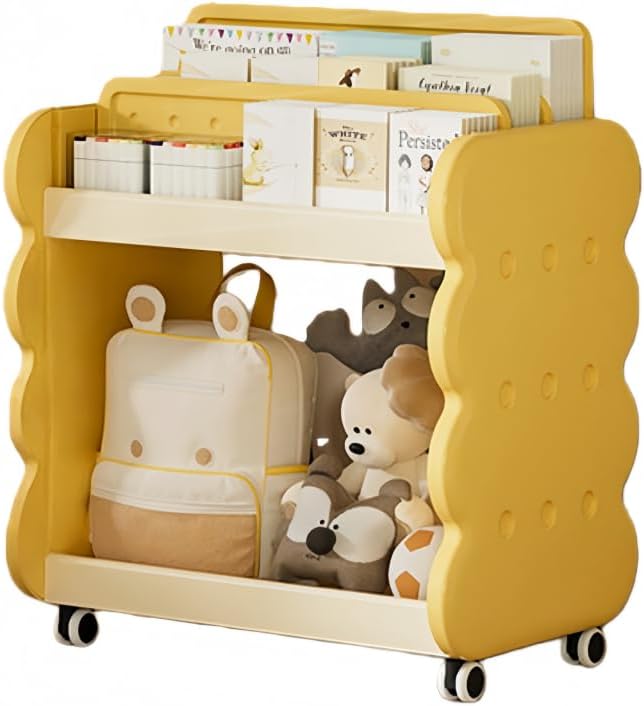 Zekono子供のおもちゃオーガナイザー棚、車輪付き子供用本棚, 子用おもちゃオーガナイザースタンド, 子供部屋、寝室、プレイルーム