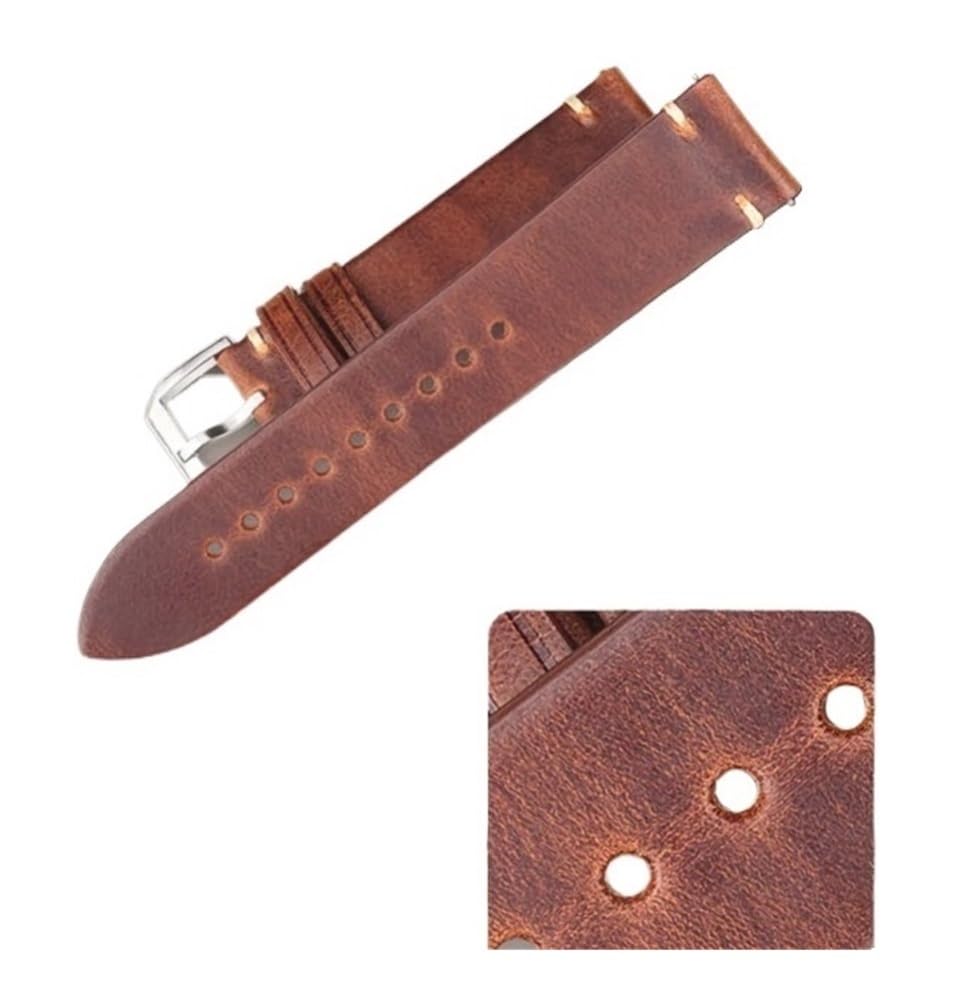 lidianhuan Bracelet de montre à dégagement rapide avec fermoir papillon, cuir