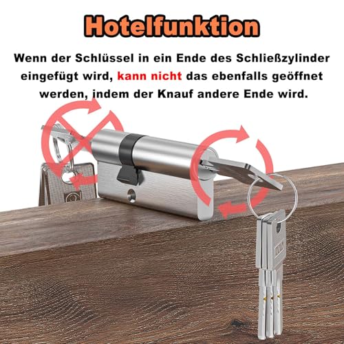 MANICAF Profilzylinder 25/45, Schließzylinder, Euro-Zylinder-Schloss, Schließzylinder Beidseitig Schließbar, Zylinderschloss 70mm mit 5 Messing Schlüssel