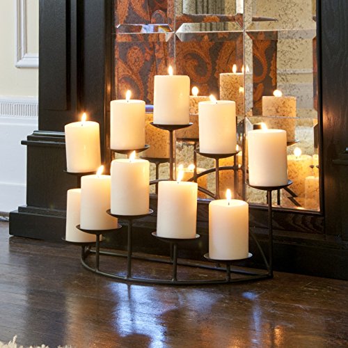 Ergode Metal Candelabra | 10 Platforms | Elegant Candle Display | Glamorous Design | Balanced Arrangement | Warm Glow