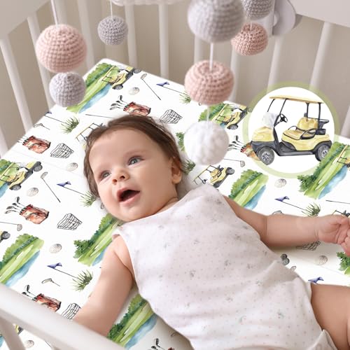 Image of Vitalcozy 4 Pcs Golf Crib Sheet for Standard Nursery Decor