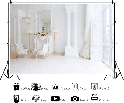 Miniatura 2 de Baocicco Decoración interior de habitación de lujo de 10 x 6.5 pies, telón de fondo de fotos, candelabro de lujo, muebles delicados, fondo de