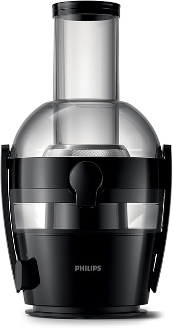 Philips Juicer Viva Collection, Strong 800 W Motor, 2L Capacity With XL Tube, Black, (HR1855/70)