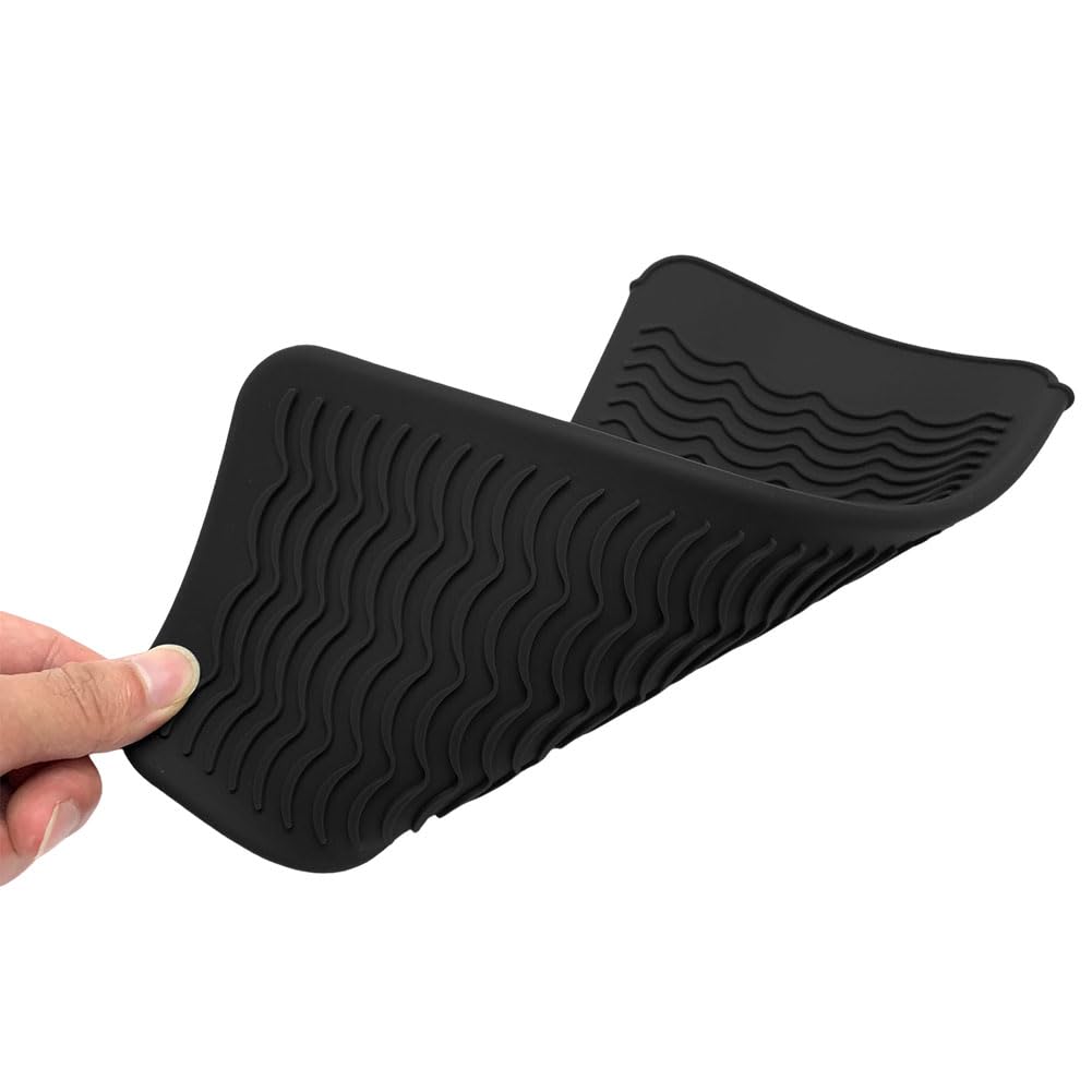Tokaneit Gants Résistants à la Chaleur,Gants de Coiffure Résistants à la Chaleur,Coussin D'isolation Thermique en Silicone,Coussinets Isolants,Coussinet en Silicone et Gants de Coiffure 2 Pièces