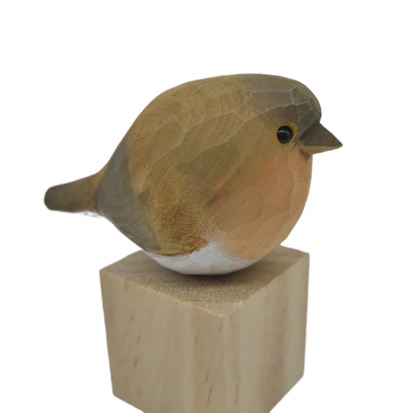 TALKLEK Hand Carved Wooden Bird Figurines, Creative Small Bird Statue for Home Decor, Bird Gifts for Bird Lovers (Robin)