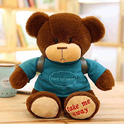 Zzlush Plush Doll Figurine Toy Pet Pillow Animal, The New Plush Backpack Little Bear Figurine Small Plush Toy Teddy Bear Ragdoll Doll Child Gift Schoolgirl (Color : Blue, Size : 40CM)