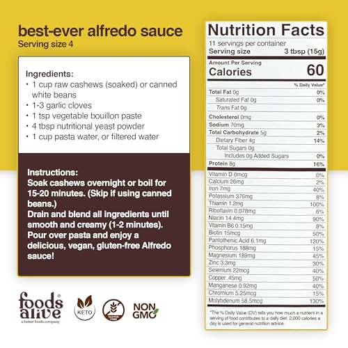 Image of Foods Alive | Non-Fortified Nutritional Yeast Flakes | 6 oz (2-Pack) Unfortified