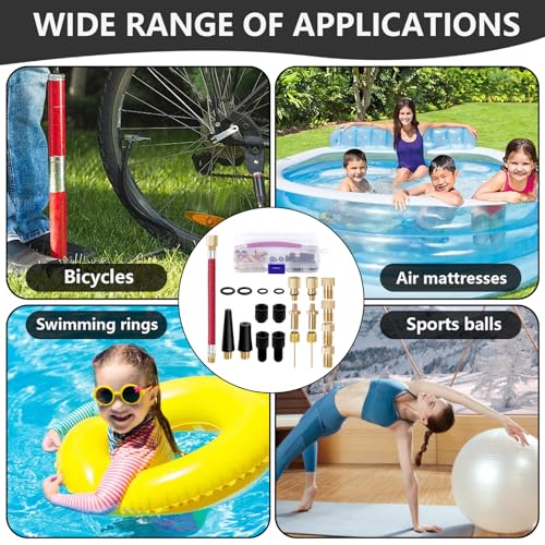 DATEFUN Fahrradventil Adapter Set - Französisches Ventil Adapter mit Sortierbox, Ventiladapter Fahrrad Ballpumpe Nadeln Autoventil Adapter für Luftpumpe & Kompressor & Fahrradpumpe