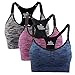 Produktbild Aseniza Sport BH Damen Push Up Starker Halt Bustier Ohne Bügel Gepolstert Sports Bras mit Racerback Top Set für Fitness Yoga Joggen 1er/2er/3er/4er Pack,A-Lila-Blau-Schwarz,L