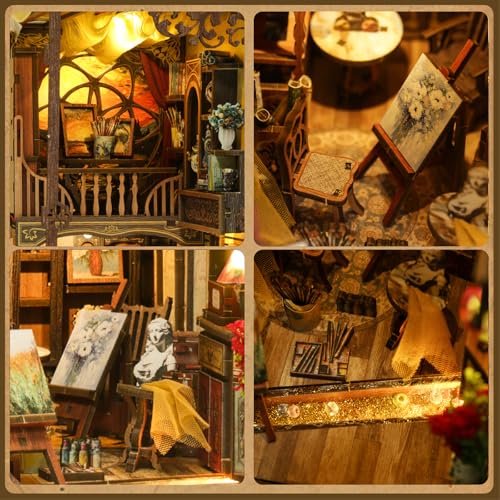 Image of Ditila Mini Museum Kit - DIY Book Nook Kit for Adults with LED Lights - Starry Night Theme Wooden 3D Puzzle - Book Nooks for Adults and Home Decor - Girls Night Crafts for Women