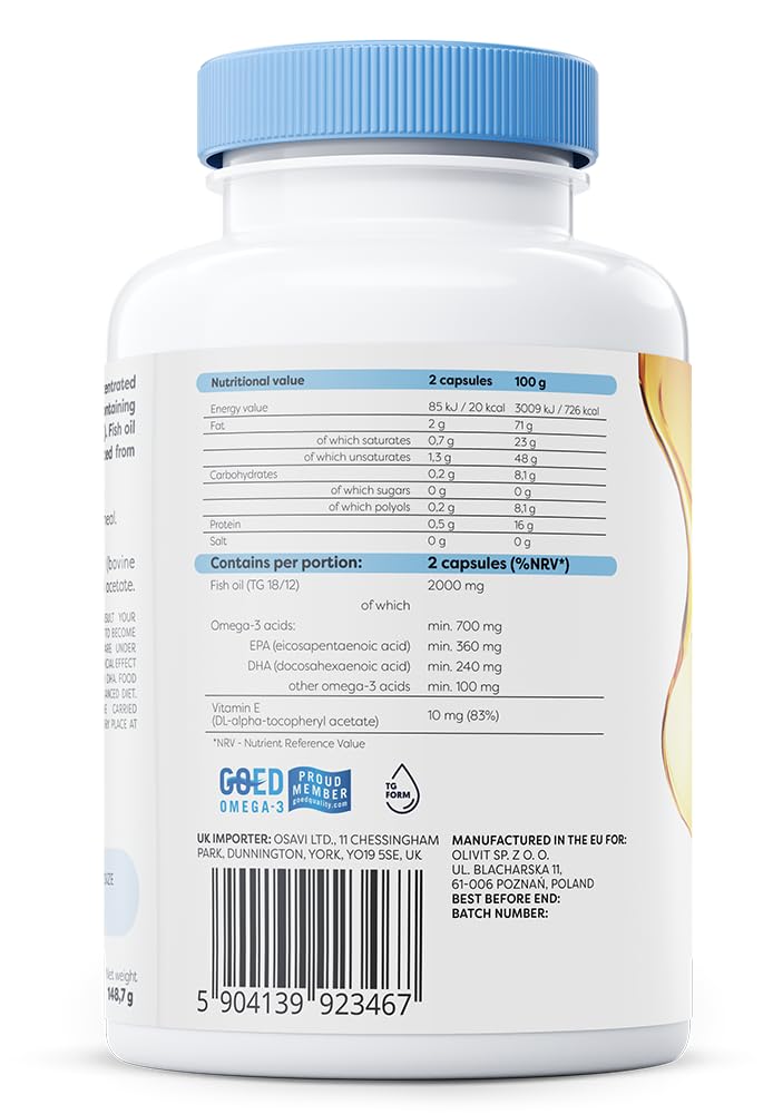 Osavi Omega-3 Fish Oil Molecularly Distilled, 1000mg - 120 softgels