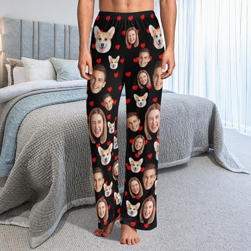 Custom Face Pajama Pants for Men and Women - Personalized PJ Bottoms With Picture - Christmas Couple Lounge Pants2