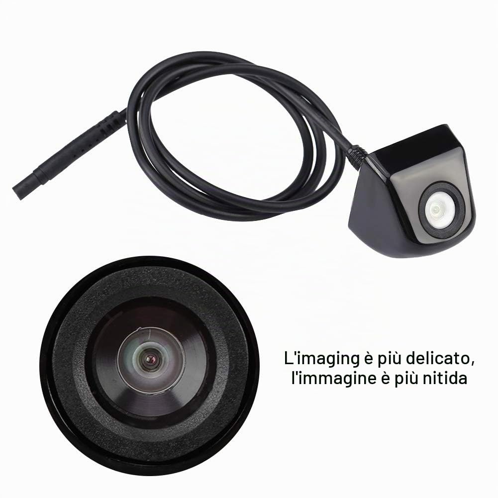 KIMISS 12V DC per parcheggio retromarcia, monitor automatico con obiettivo grandangolare ad alta definizione 170 °, visione notturna buona, impermeabile a tenuta stagna (nero)