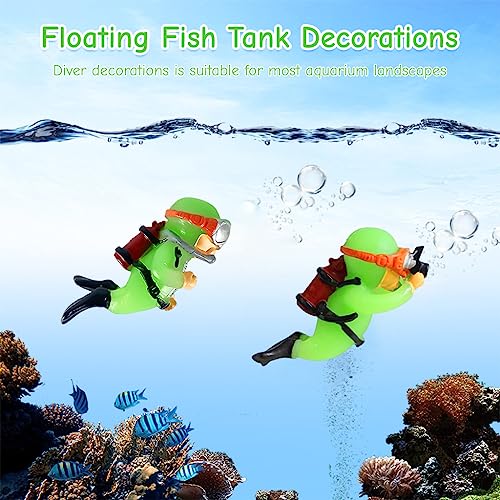 Image of Qpets 2 Pcs Aquarium Floating Cartoon Diver Night Glow Resin Aquarium Decorative Items Fish Tank Aquarium Accessories All, Floating On Water Aquarium Decorative Item Ornament For Fish Aquarium