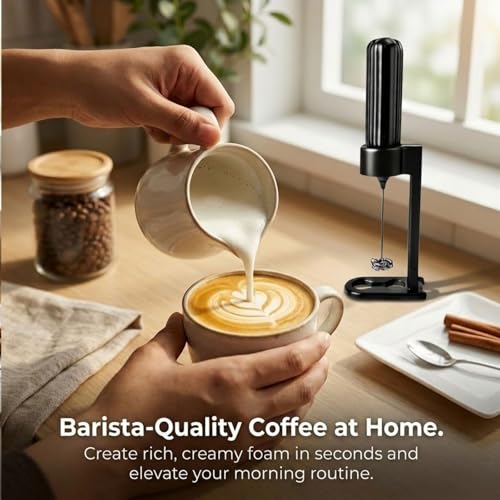 aLLreLi 2 Pcs Electric Coffee Frother with Storage Stand, Dual Whisk Heads for Foaming & Mixing, Handheld Milk Foam Maker for Hot Chocolate & Frappe, AA Battery Operated (Not Included), U3 - image 6