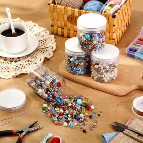 Image of Patelai 4 Pcs Plastic Jars Wide Mouth with Lids,8 Ounce,Clear | Travel Size for Creams Oils, Clear Round Storage Cosmetics Containers, Leak Proof Screw on Lids for Makeup Beauty DIY
